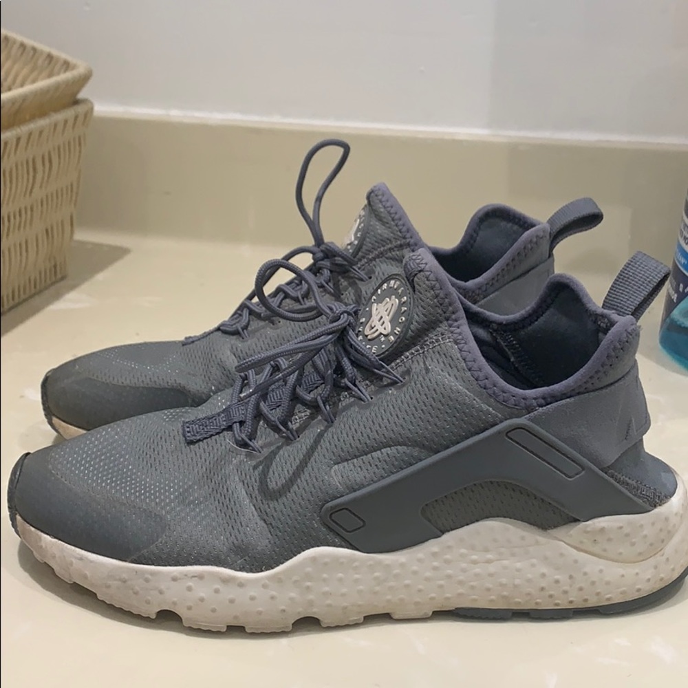 Grey and white Nike air huarache run ultra